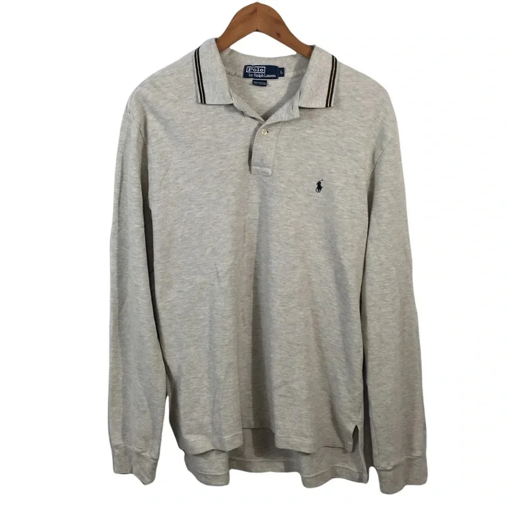 LS193 Mens POLO Ralph Lauren Designer Long Sleeve Polo Shirt L
